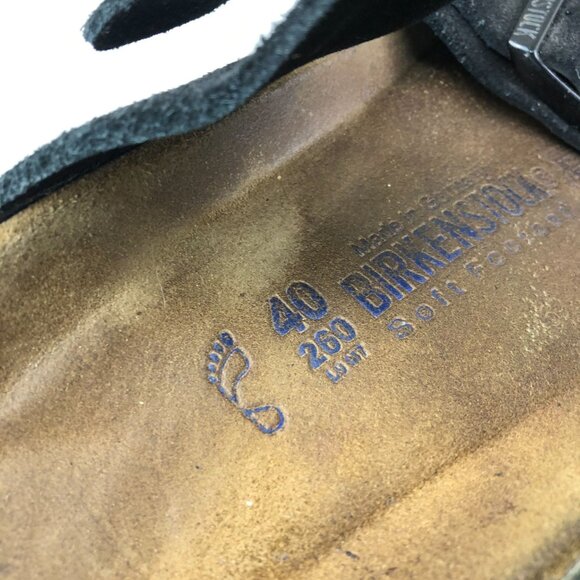 Birkenstock Unisex EU 40 M7 L9 Arizona Black Suede Open Toe SlipOn Slide Sandals - Picture 14 of 14